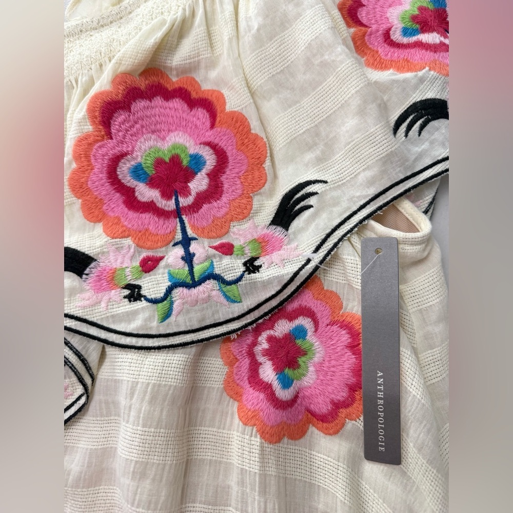 Anthropologie Plenty by Tracy Reese Floral Embroidered One-Shoulder Midi Dress S - Picture 12 of 14